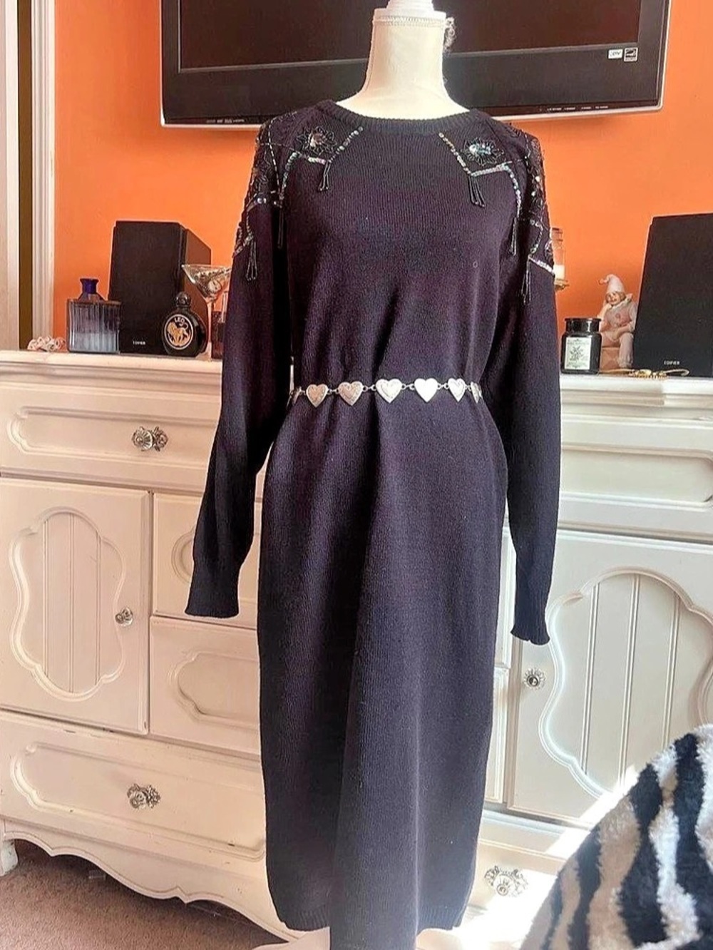 Plain Jane Embellished Maxi Dress in Black Size Medium